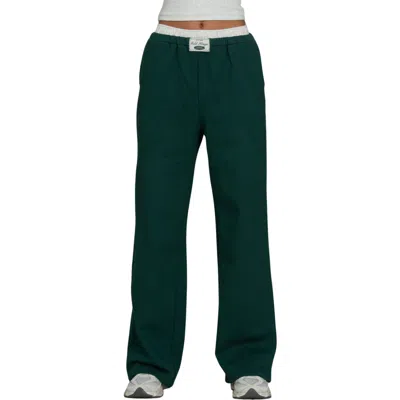 Gold Hinge Wide Leg Sweatpant In Hunter Green