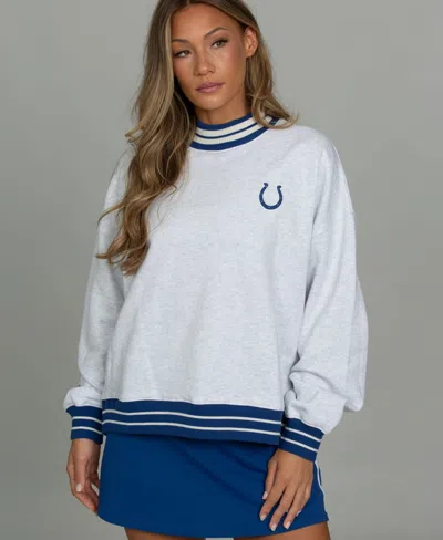 Gold Hinge Women's Heather Gray Indianapolis Colts X Mock Neck Sweatshirt In Multi