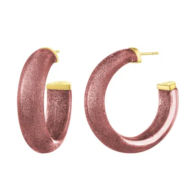 Gold & Honey Women's Brown / Gold Medium Illusion Hoops In Cocoa In Burgundy