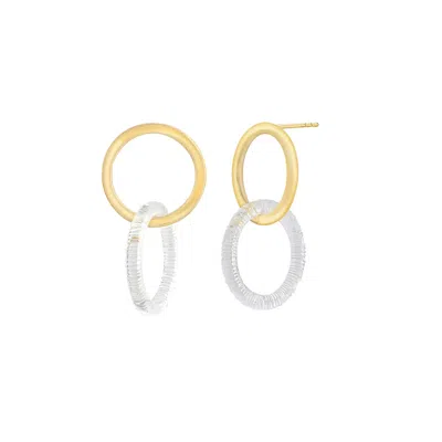 Gold & Honey Women's Gold Double Drop Earrings In Clear In Burgundy