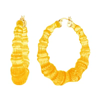 Gold & Honey Women's Yellow / Orange / Gold Bamboo Hoop Earrings In Honey