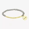 Gold Reflections Love Womens Gray Crystal 14k Gold Over Brass Round Beaded Bracelet In Transparent