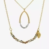 Gold Reflections Womens Brown Crystal 2-pc. Necklace Set In Gold