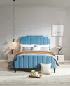 Gold Sparrow Diana 56" Fabric Upholstered Channel Tufted With Adjustable Headboard Heights Full Bed, Created For In Opal