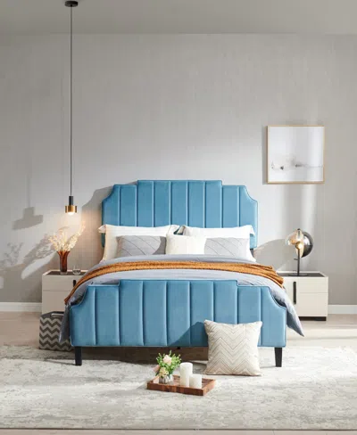 Gold Sparrow Diana 56" Fabric Upholstered Channel Tufted With Adjustable Headboard Heights Full Bed, Created For In Opal