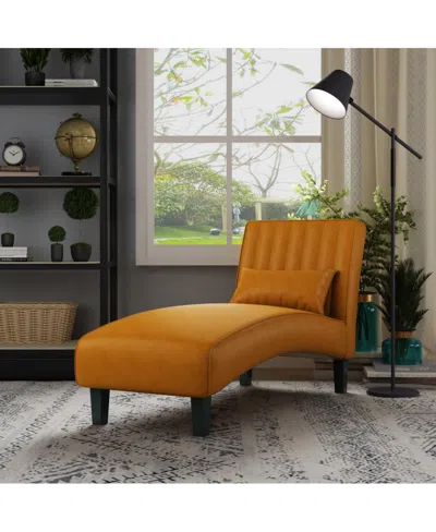Gold Sparrow Newport 23.5" Pu Leather Channel Tufted Chaise Lounge, Created For Macy's In Butterscotch