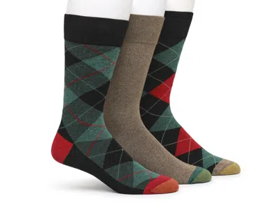 Gold Toe Argyle Crew Socks 3 Pack In Multicolor