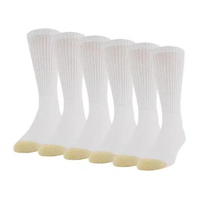 Gold Toe Athletic Sport Mens 6 Pair Big And Tall Crew Socks In White