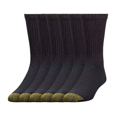 Gold Toe Athletic Sport Mens 6 Pair Crew Socks In Black