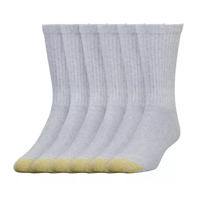 Gold Toe Athletic Sport Mens 6 Pair Crew Socks In Gray
