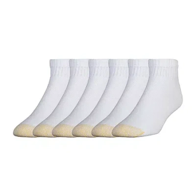 Gold Toe Athletic Sport Mens Breathable 6 Pair Big And Tall Quarter Ankle Socks In White