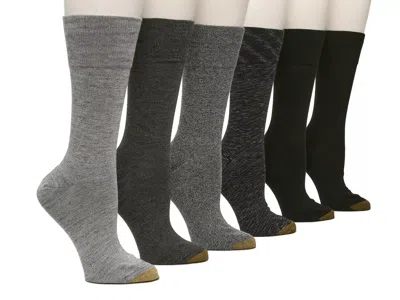 Gold Toe Cambridge Crew Socks 6 Pack In Gray