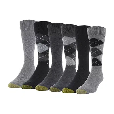 Gold Toe Campbell Mens 6 Pair Crew Socks In Gray