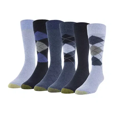 Gold Toe Campbell Mens 6 Pair Crew Socks In Blue