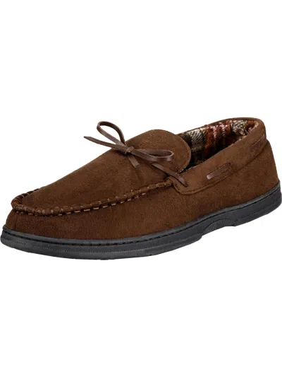 Gold Toe Carter Mens Faux Suede Slip On Moccasin Slippers In Brown