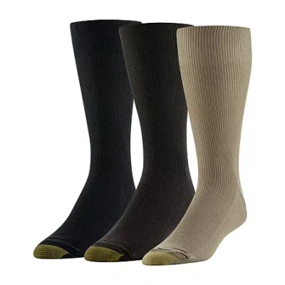 Gold Toe Cotton Metropolitan Dress Mens 3 Pair Crew Socks In Multi