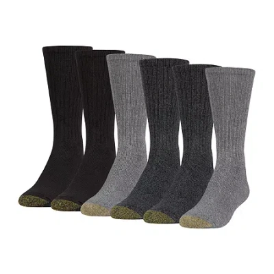 Gold Toe Harrington Mens 6 Pair Big And Tall Crew Socks In Black
