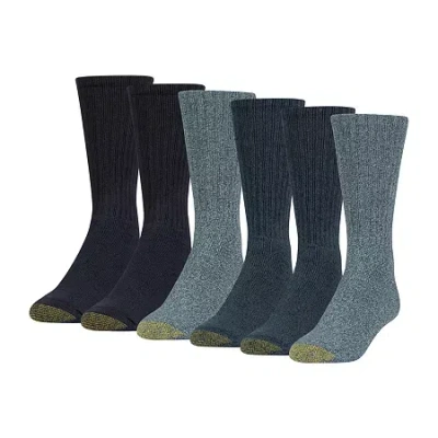 Gold Toe Harrington Mens 6 Pair Big And Tall Crew Socks In Blue