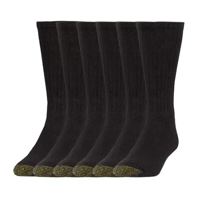 Gold Toe Harrington Mens 6 Pair Crew Socks In Black