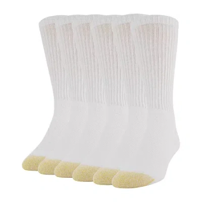 Gold Toe Harrington Mens 6 Pair Crew Socks In White