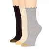 Gold Toe Lettuce Edge Womens 3 Pair Crew Socks In Gray
