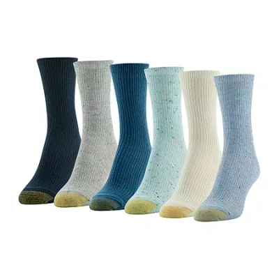Gold Toe Lifestyle Casuals Womens 6 Pair Crew Socks In Blue