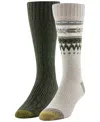 Gold Toe Men's 2-pack Fairisle Border Reinforced Toe Crew Socks In Multi