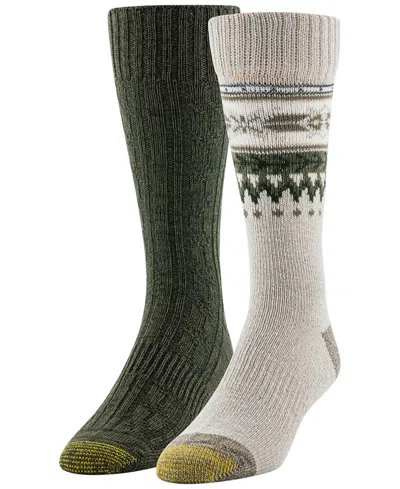 Gold Toe Men's 2-pack Fairisle Border Reinforced Toe Crew Socks In Multi