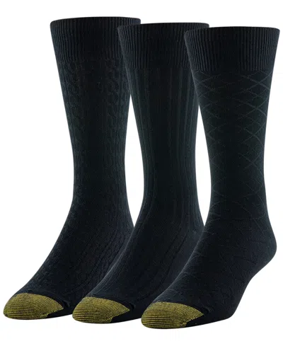 Gold Toe Men's 3-pack Felix Texture Reinforced Toe Crew Socks In Blue