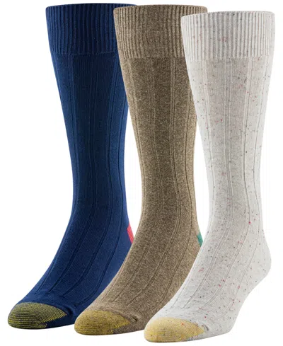 Gold Toe Men's 3-pack Holiday Hampton Reinforced Toe Crew Socks In Multi