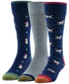Gold Toe Men's 3-pack Holiday Hound Reinforced Toe Crew Socks In Multi