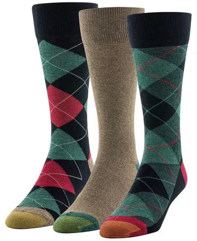 Gold Toe Men's 3-pack Holiday Plaid Reinforced Toe Crew Socks In Multi