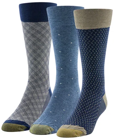 Gold Toe Men's 3-pack Niles Dress Reinforced Toe Crew Socks In Multi