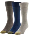 Gold Toe Men's 3-pack Oscar Texture Reinforced Toe Crew Socks In Gray