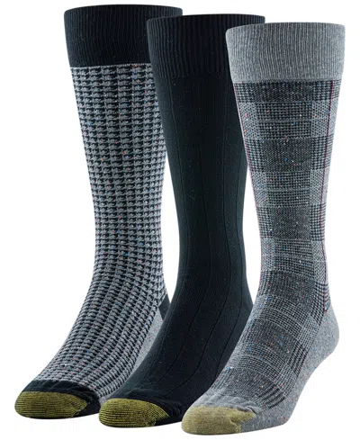 Gold Toe Men's 3-pack Saville Tweed Reinforced Toe Crew Socks In Multi