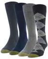Gold Toe Men's 4-pack Casual Argyle Crew Socks, Created For Macy's In Blue Night,grey Heather,navy,denim He
