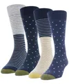 Gold Toe Men's 4-pack Casual Dot Stripe Crew Socks, Created For Macy's In Multi