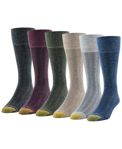 Gold Toe Men's 6-pack Cambridge Solid Crew Socks In Multi