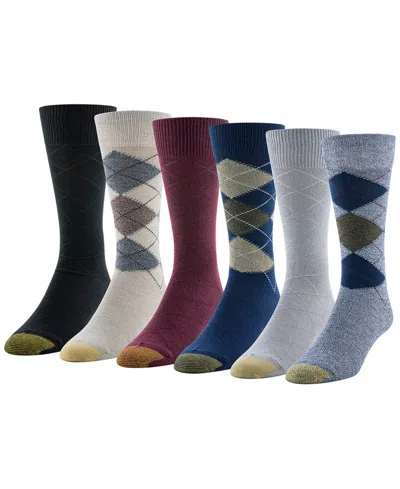 Gold Toe Men's 6-pack Campbell Argyle Crew Dress Socks In Multi