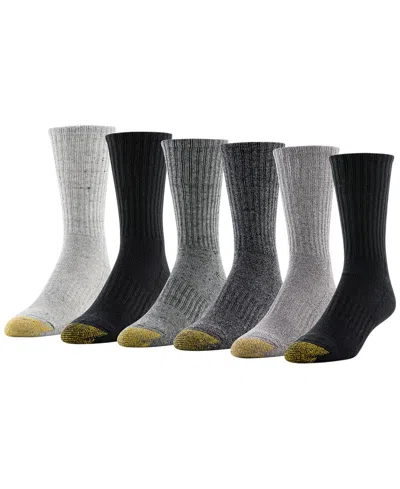 Gold Toe Men's 6-pack Kensington Reinforced Toe Short Crew Socks In Gray