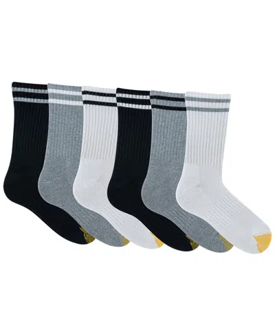Gold Toe Men's 6-pack Kensington Reinforced Toe Short Crew Socks In Gray