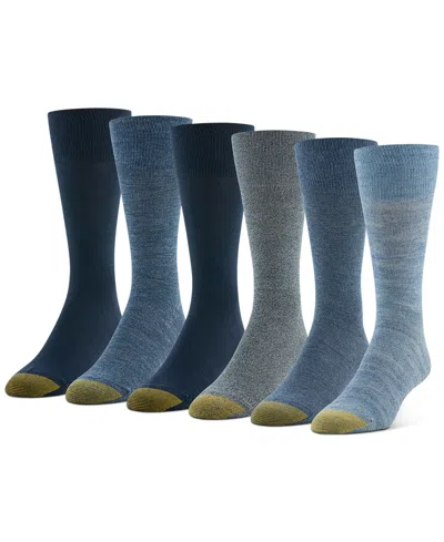 Gold Toe Men's 6-pack Cambridge Solid Crew Socks In Blue