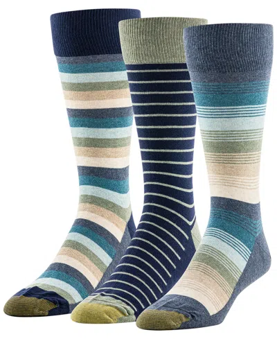 Gold Toe Men's Block Stripe Crew Socks, 3-pack In Multi