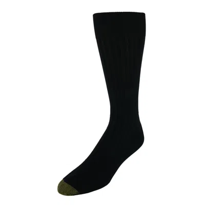 Gold Toe Men's Cotton Moisture Control Canterbury Crew Dress Socks (3 Pair Pack) In Black
