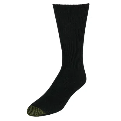 Gold Toe Men's Extended Size Fluffies Dress Socks (3 Pair Pack) In Black