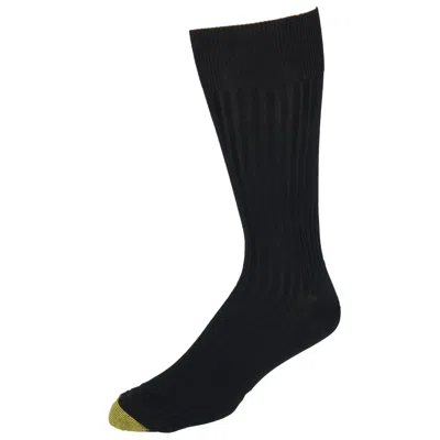 Gold Toe Men's Extended Size Ribbed Moisture Control Dress Socks (3 Pair Pack) In Black