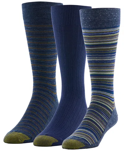 Gold Toe Men's Frankie Stripe Ribbed-cuff Crew Socks, 3-pack In Animal Print