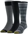 Gold Toe Men's Gentleman Plaid Crew Dress Socks, 3-pack In Asst 8