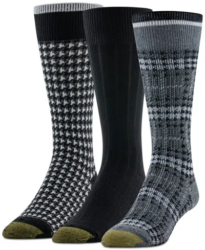 Gold Toe Men's Gentleman Plaid Crew Dress Socks, 3-pack In Asst 8
