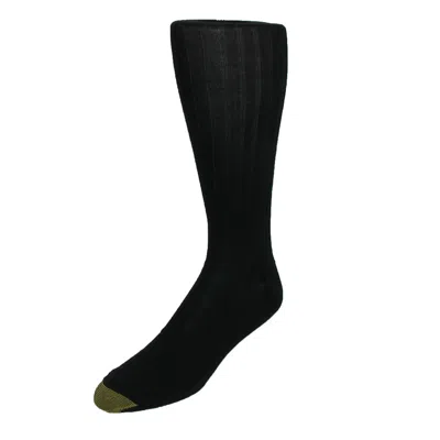 Gold Toe Men's Mercerized Cotton Over The Calf Dress Socks (pack Of 3) In Black